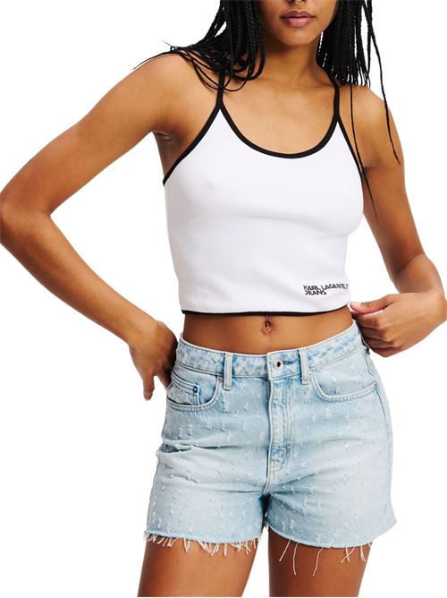 Canotta donna bianca in cotone Karl Lagerfeld jeans | A2W17026100